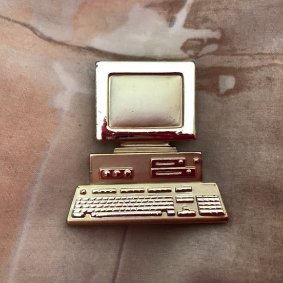AJC Jewelry - 1980's Computer PC Brooch Pin Secretary